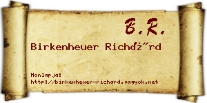 Birkenheuer Richárd névjegykártya